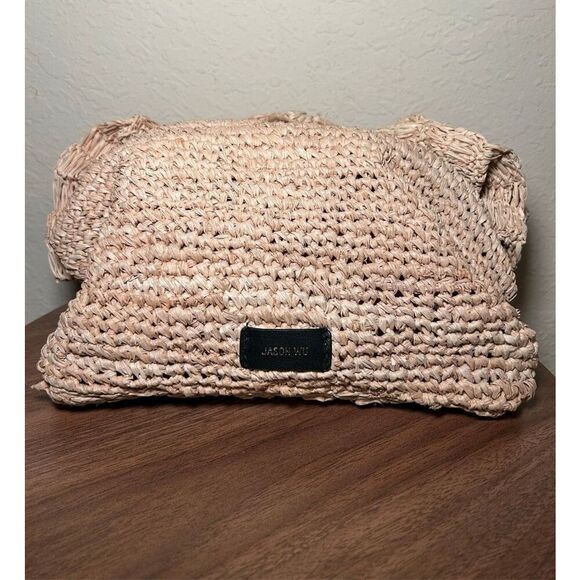 Jason Wu Rose Straw Frame Clutch Bag Tan Beige Natural Beach Coastal Raffia NWT - Picture 5 of 15